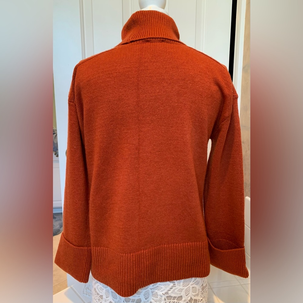 Talbots NWT burnt orange 3/4 sleeve turtleneck sweater size P (smalll?) petite - Picture 3 of 15